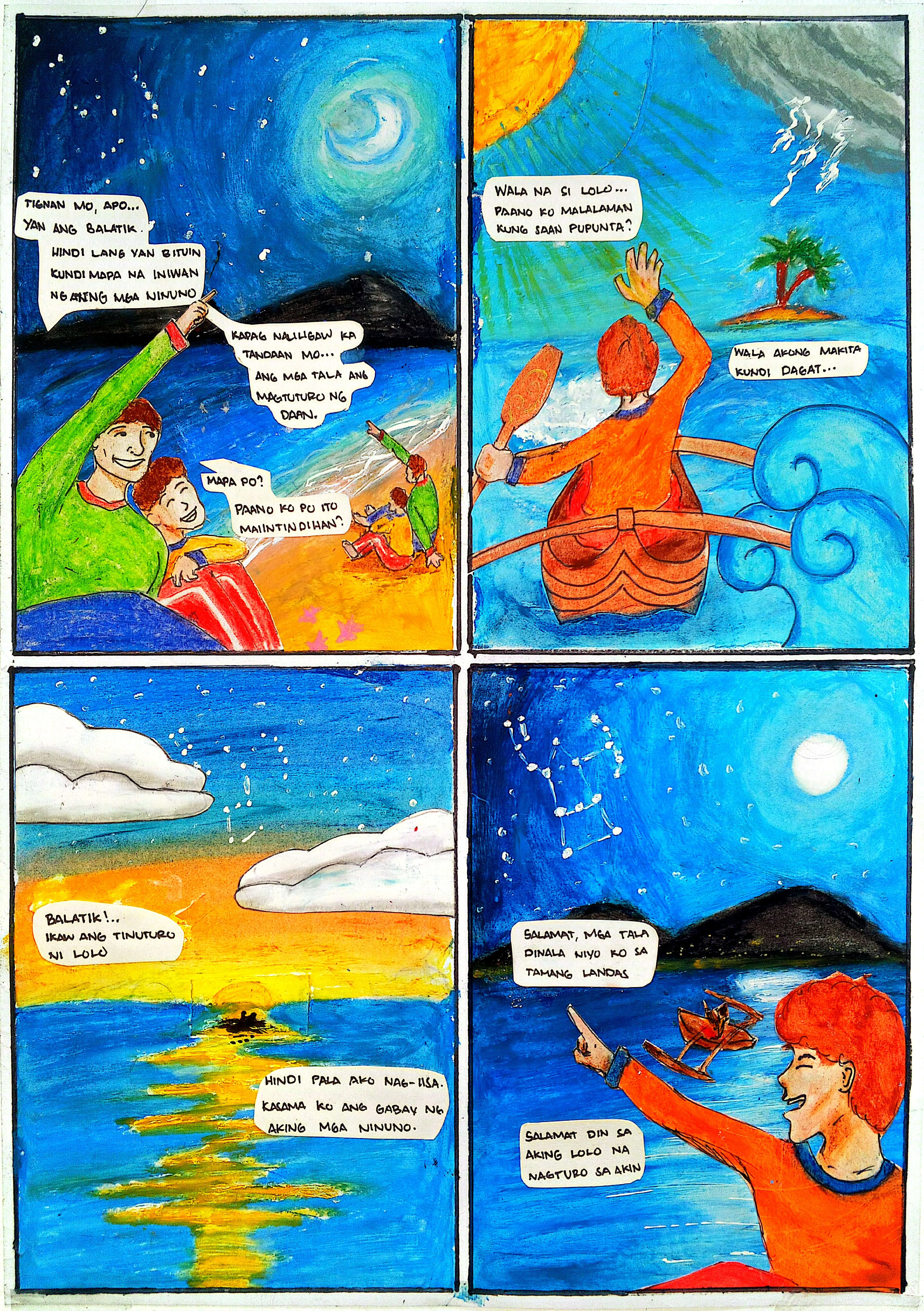 Oil pastel painting Tala't Lahi — RTU 100 Hours of Astronomy competition artwork by TOPEH