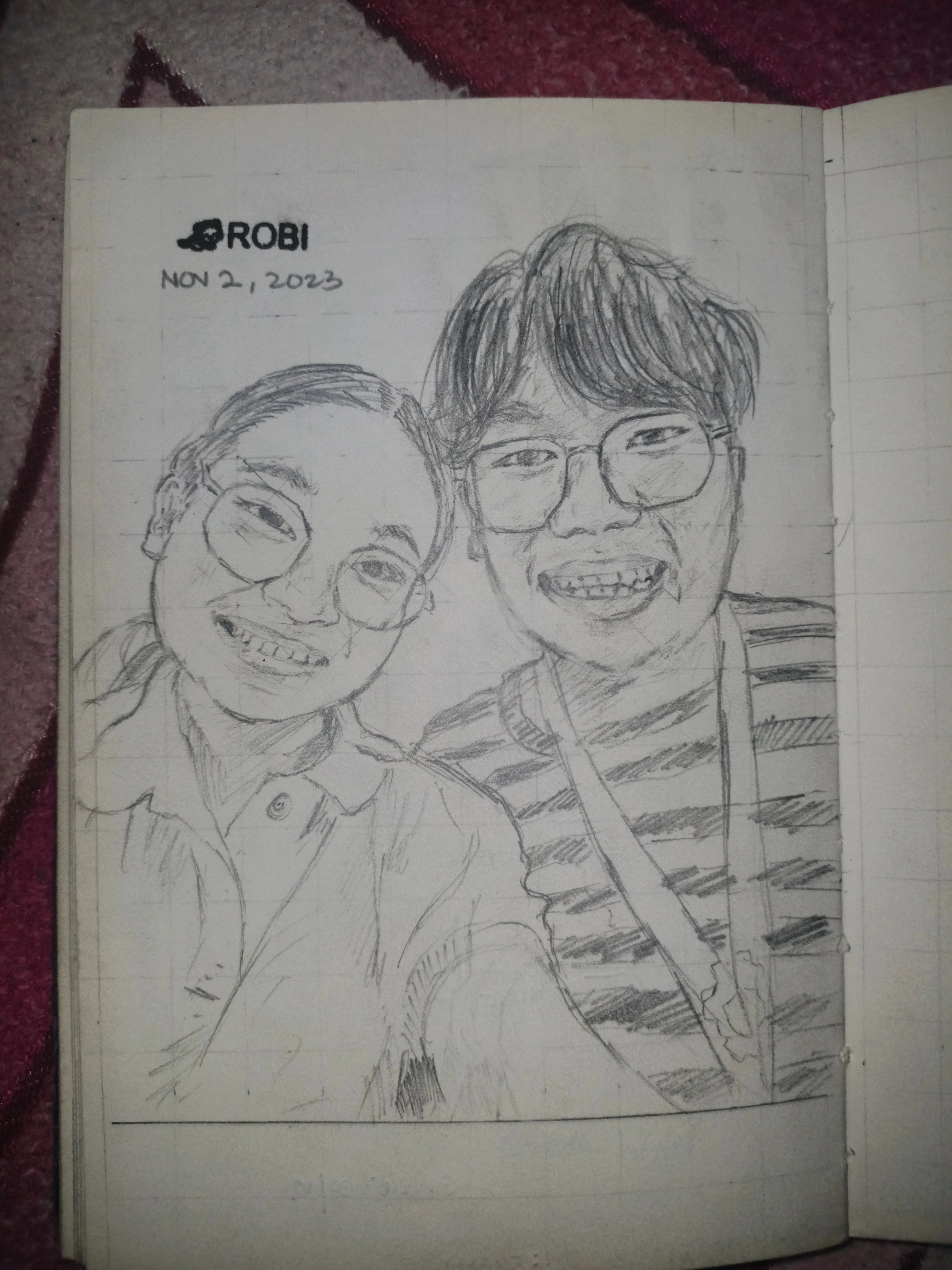 Hand-drawn pencil sketch by portrait artist TOPEH