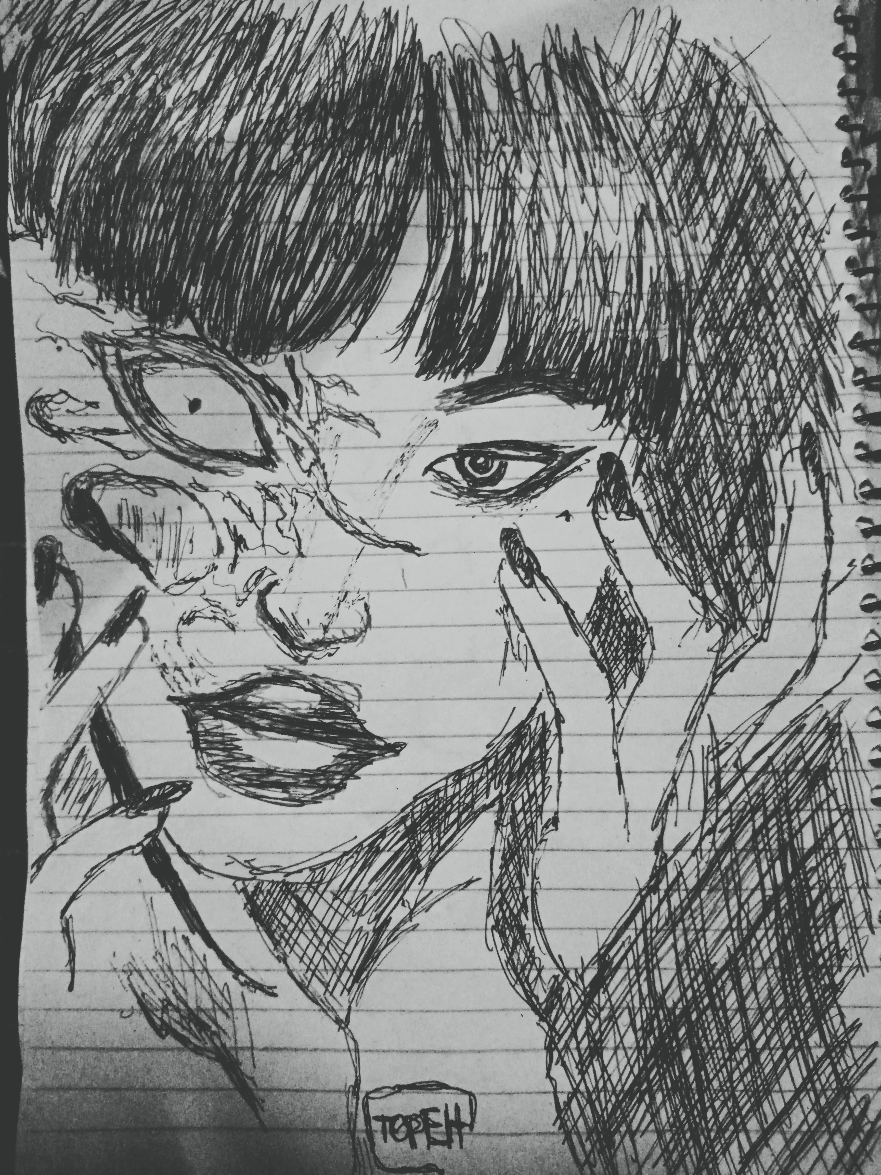 Pencil on paper sketch by commissioned artist TOPEH