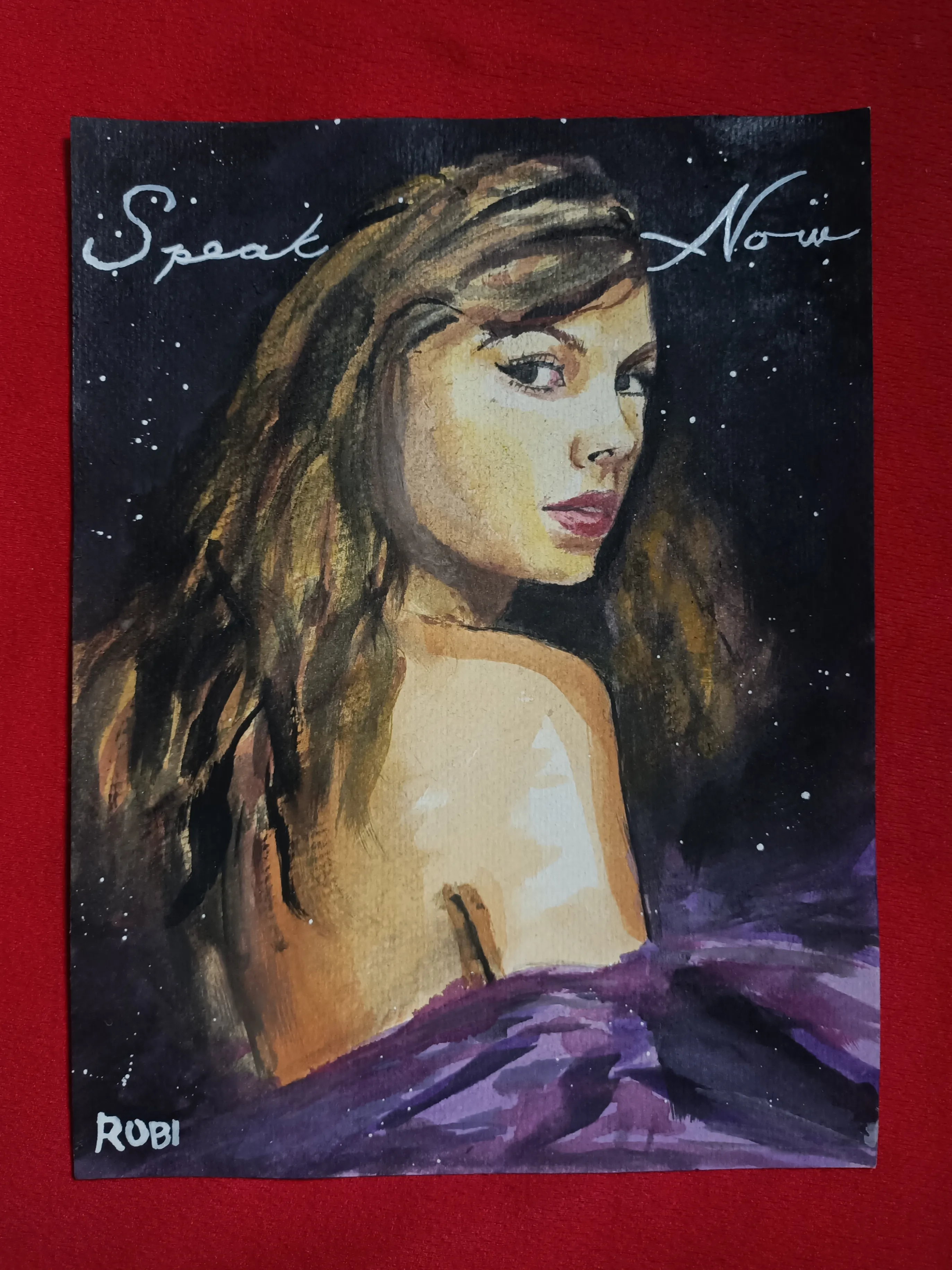 Watercolor portrait inspired by Taylor Swift Speak Now era, by TOPEH — hand-painted gift for Leana